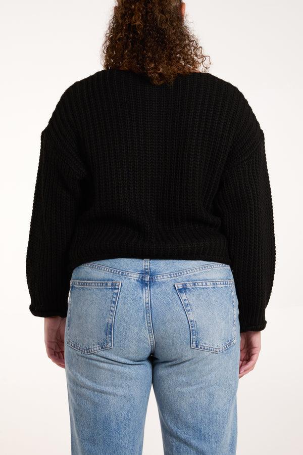 Qed London Gold Buttons Chunky Knit Cardigan