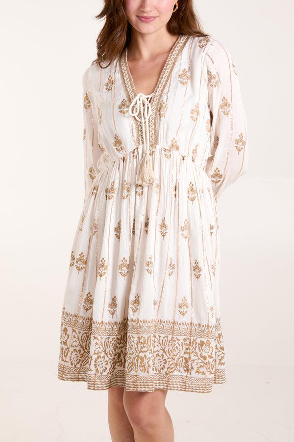 Qed London Gold Detail Tassel Dress