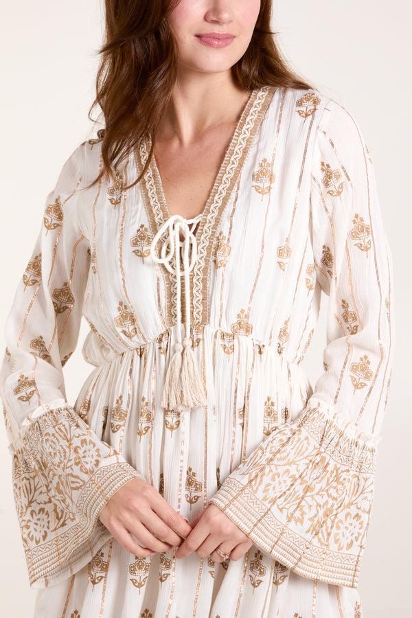 Qed London Gold Detail Tassel Dress