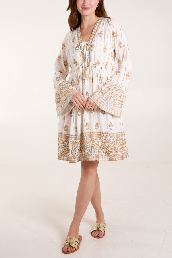 qed london Gold Detail Tassel Dress