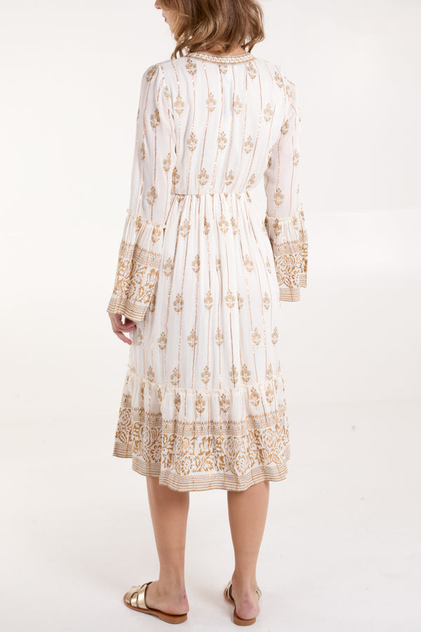 Qed London Gold Detail Tassel Midi Dress