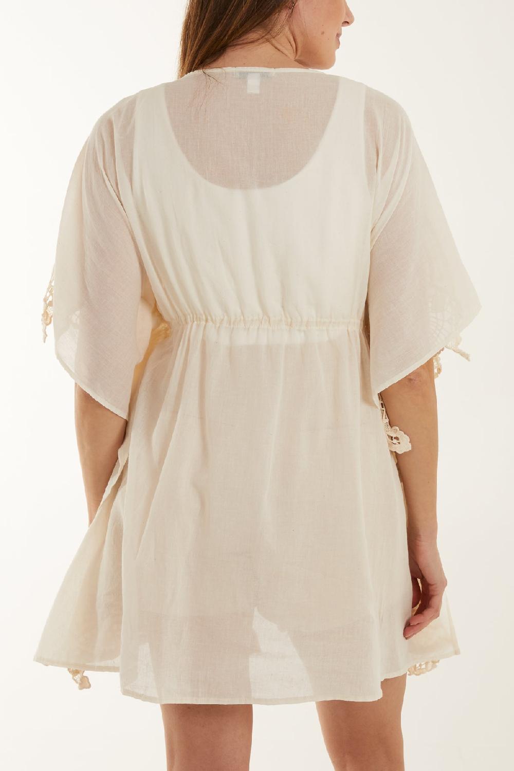 Qed London Gold Embellished Crochet Kimono