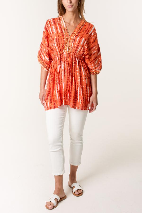 Qed London Gold Embellished Smock Top