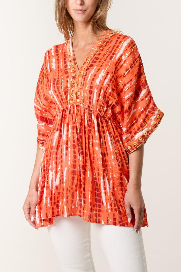 qed london Gold Embellished Smock Top