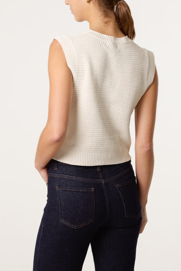 Qed London Gold Shell Button Knit Vest
