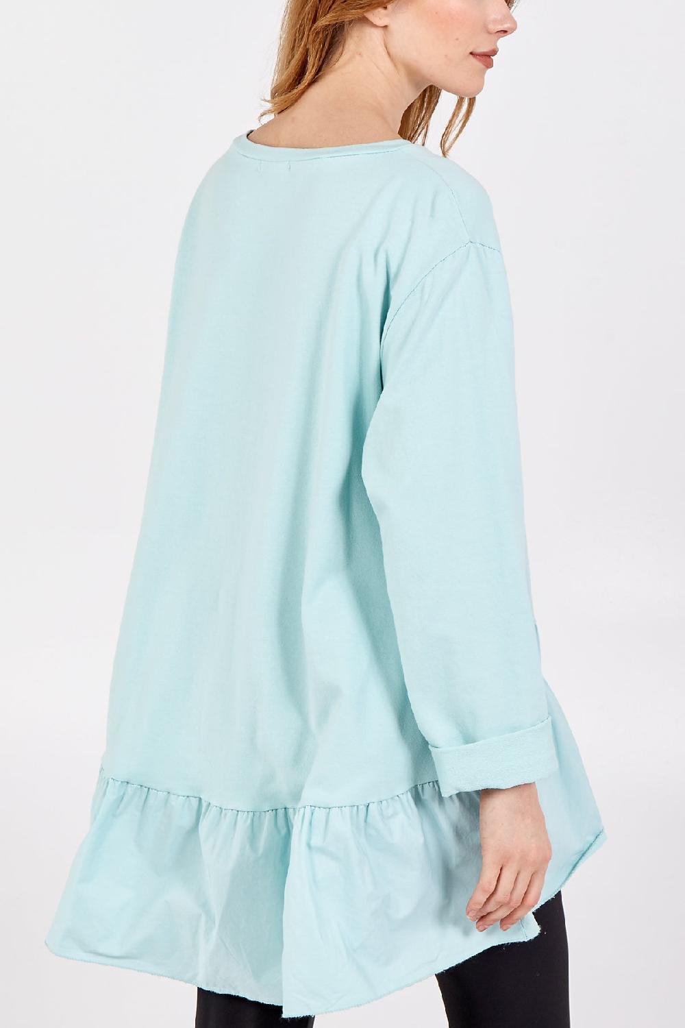 Qed London Gold Star Heart Top With Frill Trim