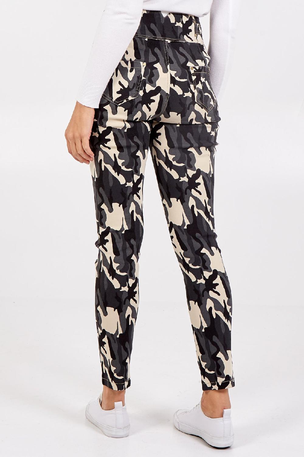 Qed London Grey Camouflage Stretch Skinny Jean