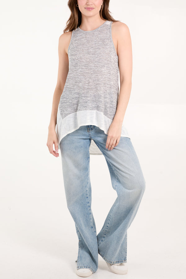 Qed London Grey Contrast Jersey Vest