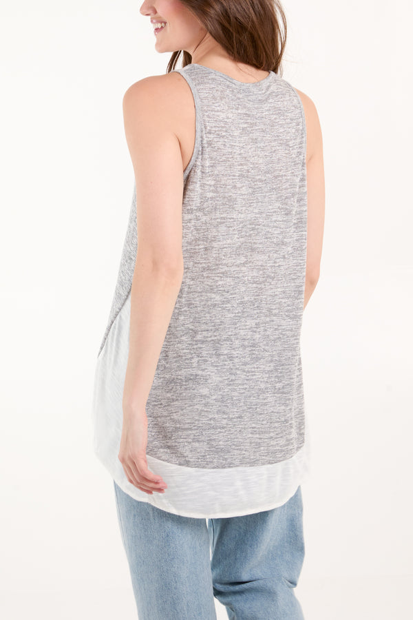 Qed London Grey Contrast Jersey Vest