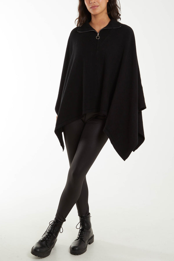 Qed London Half Zip Knit Poncho