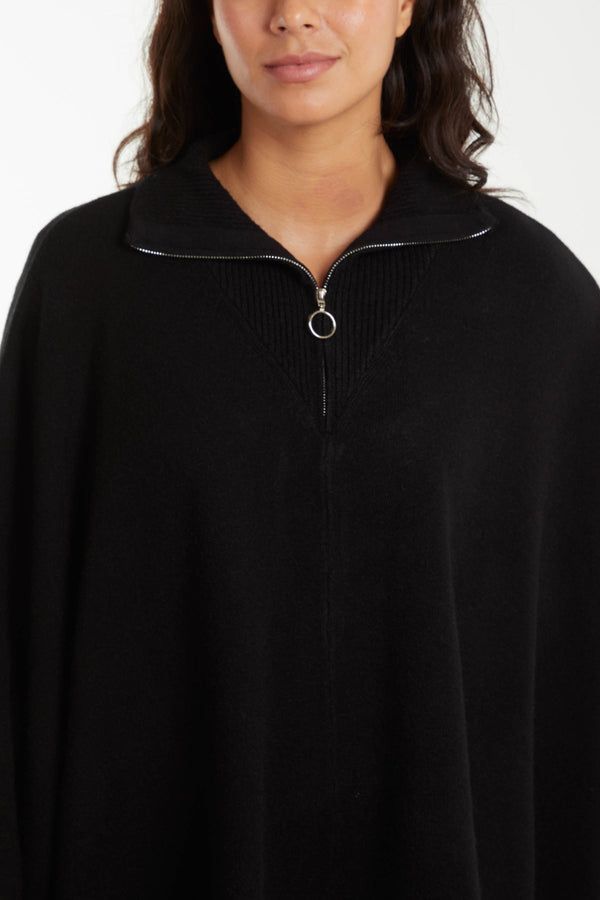 Qed London Half Zip Knit Poncho