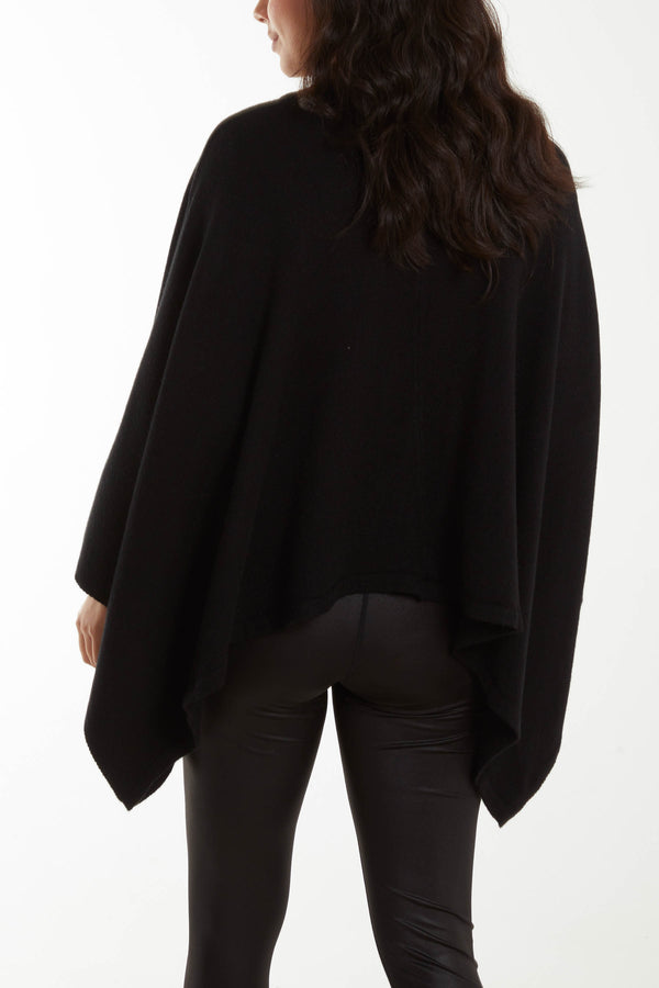 Qed London Half Zip Knit Poncho