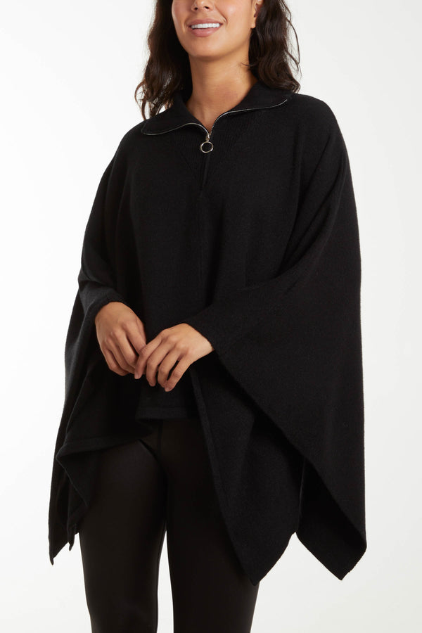qed london Half Zip Knit Poncho