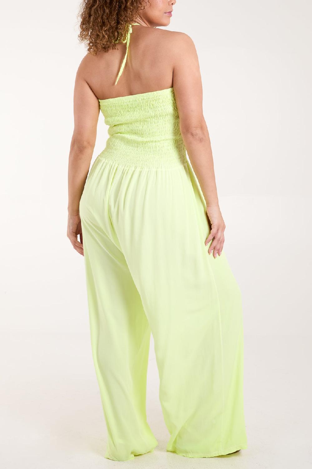 Qed London Halter Shirred Bodice Jumpsuit