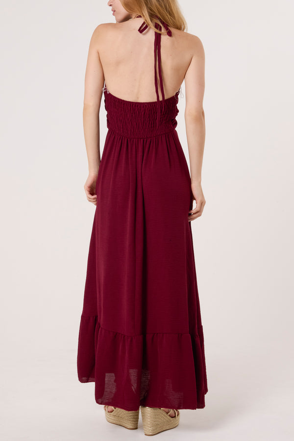 Qed London Halterneck Necklace Detail Dress