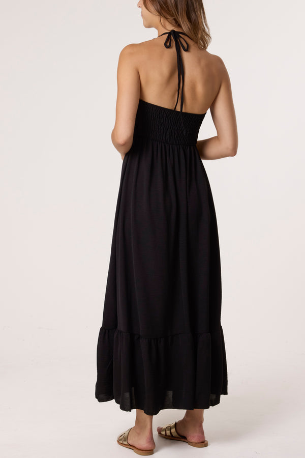 Qed London Halterneck Necklace Detail Dress