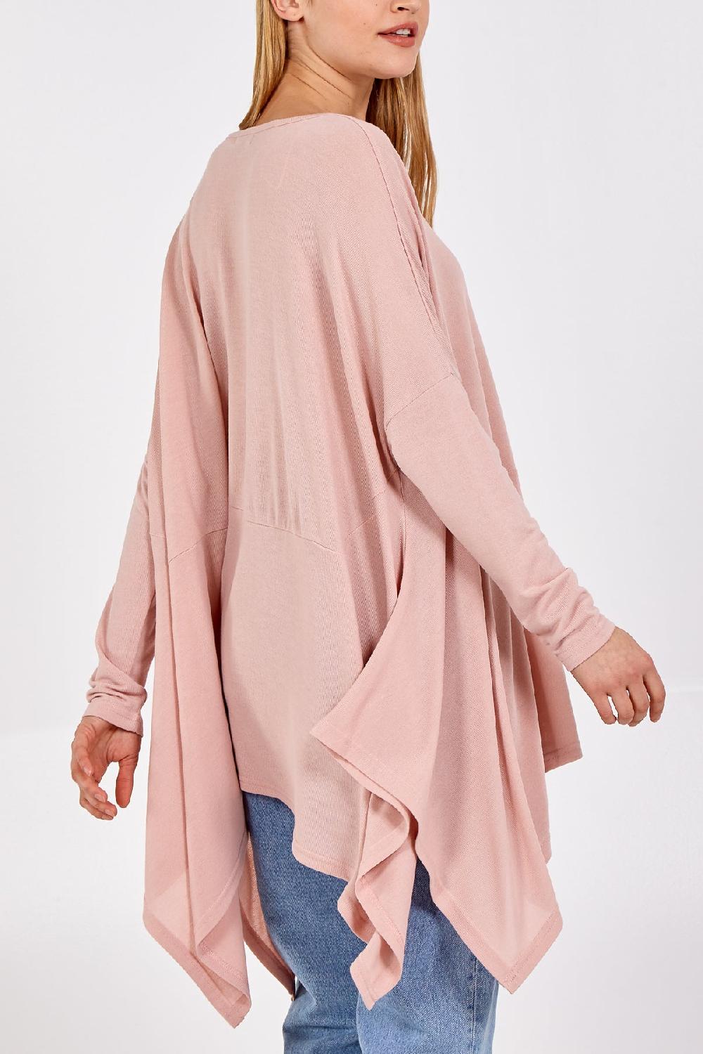 Qed London Hanky Hem Popper Fabric Top