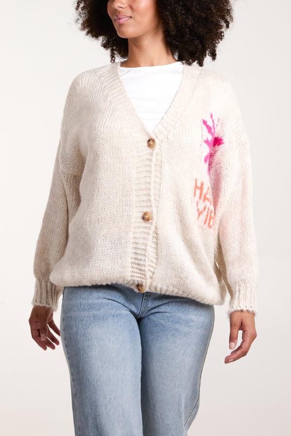 Qed London 'Happy Vibes' Flower Cardigan