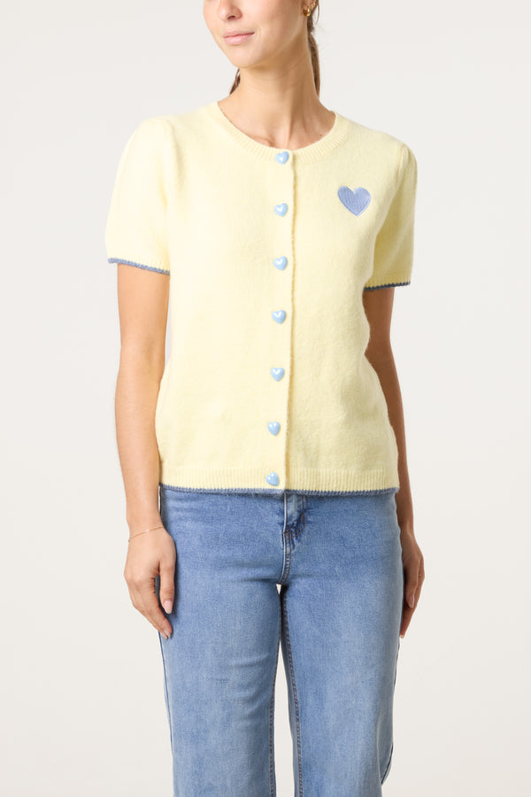 qed london Heart Design & Button Knit Cardigan