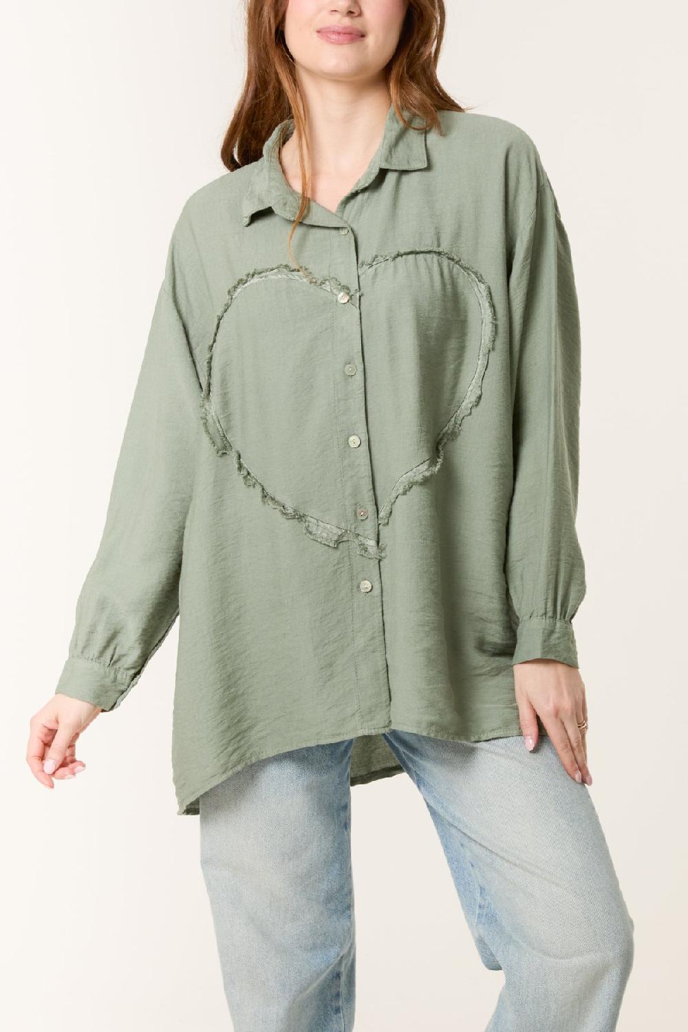 Qed London Heart Placement Long Sleeve Shirt