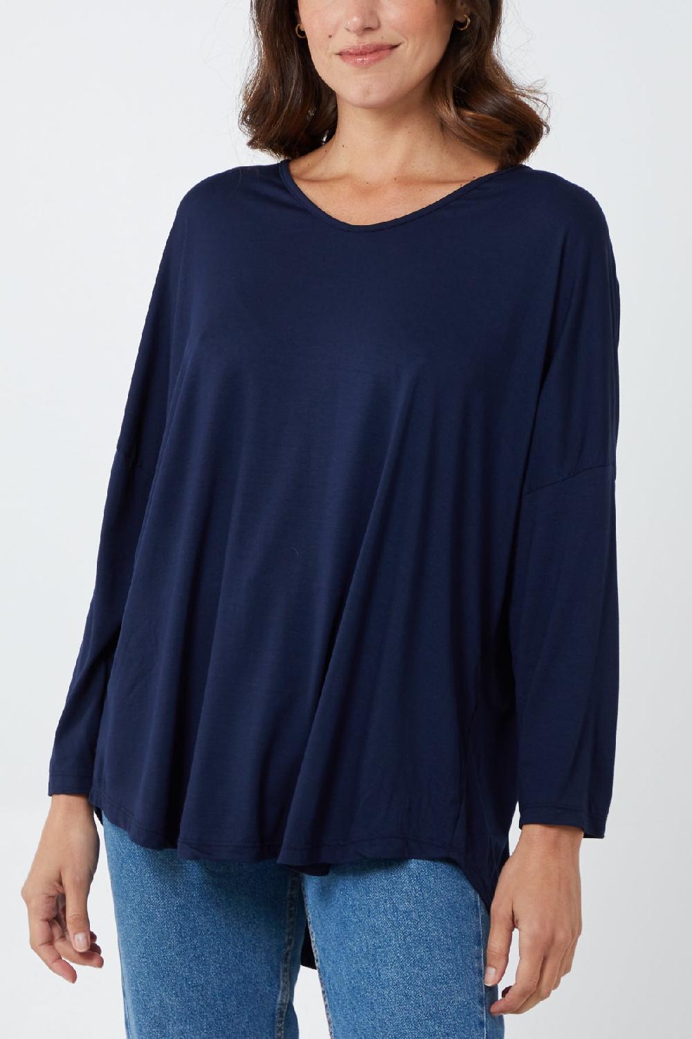 Qed London High Low Curved Hem Long Sleeve Top