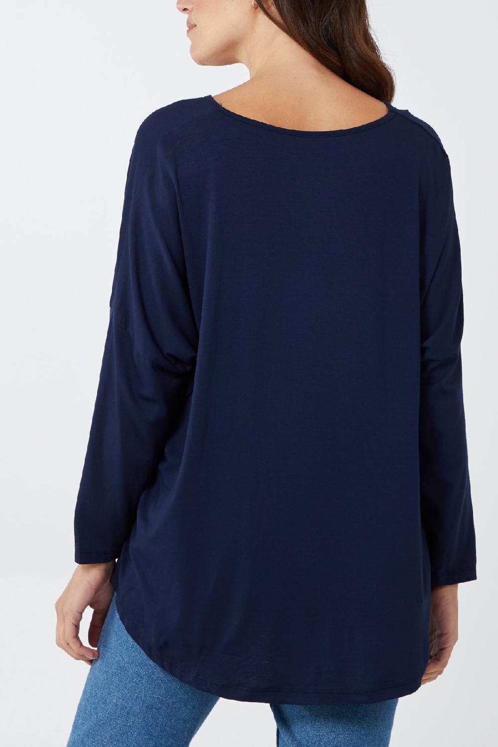 Qed London High Low Curved Hem Long Sleeve Top