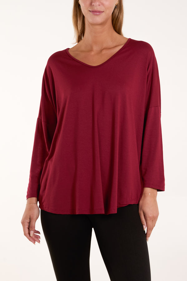 Qed London High Low Curved Hem Long Sleeve Top