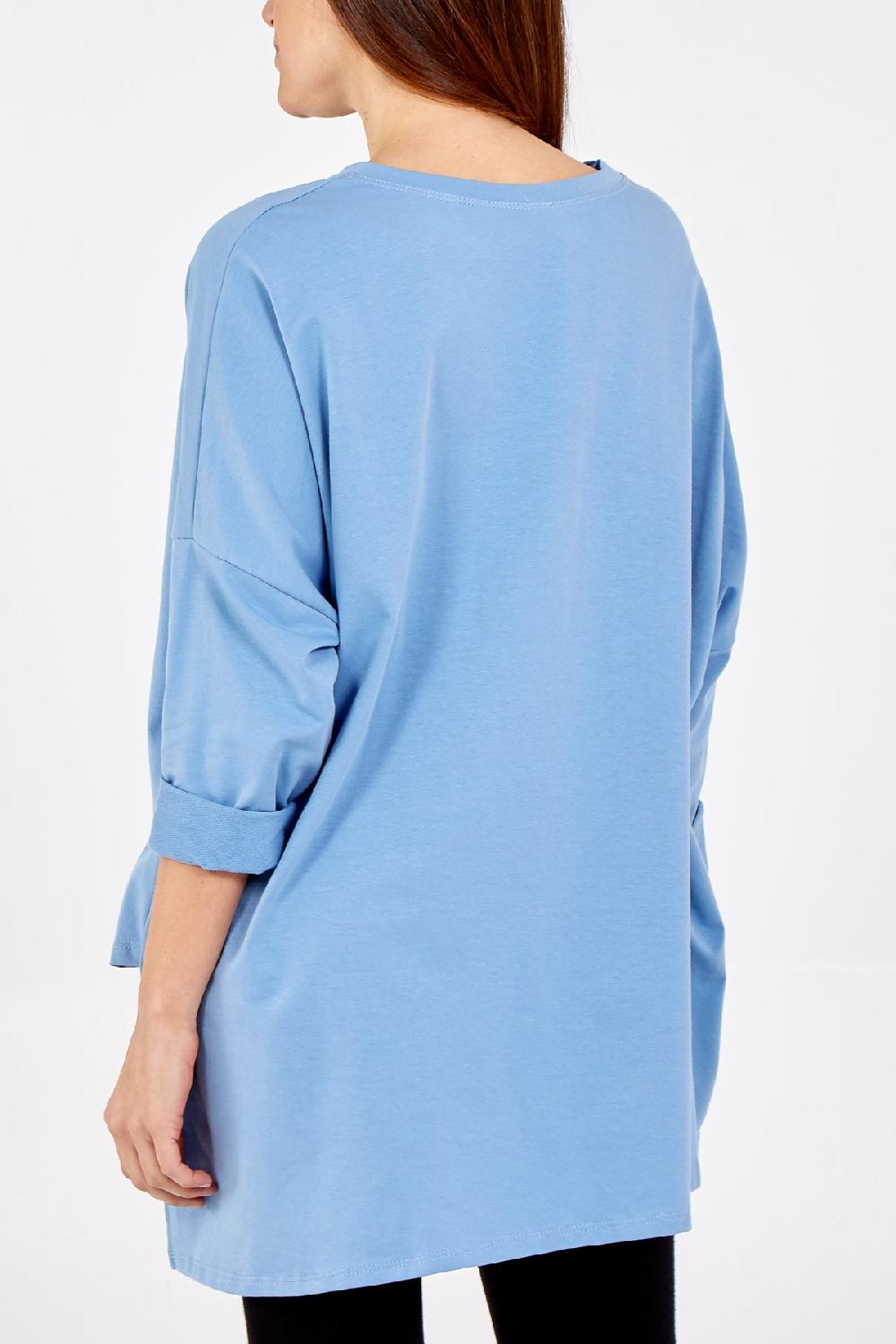 Qed London High Low Peace Sign Top