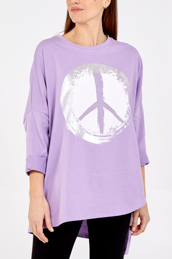 qed london High Low Peace Sign Top