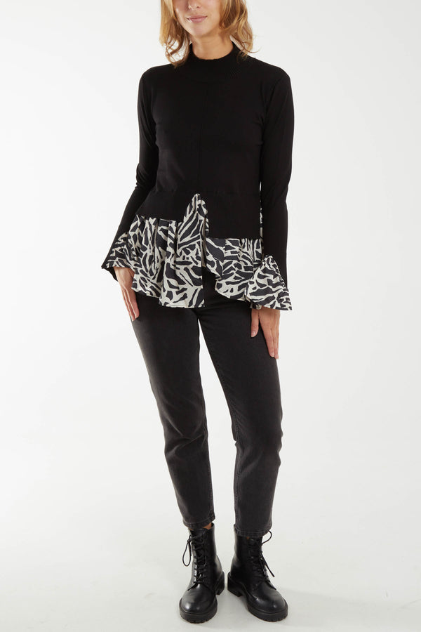 Qed London High Neck 2 In 1 Printed Jumper