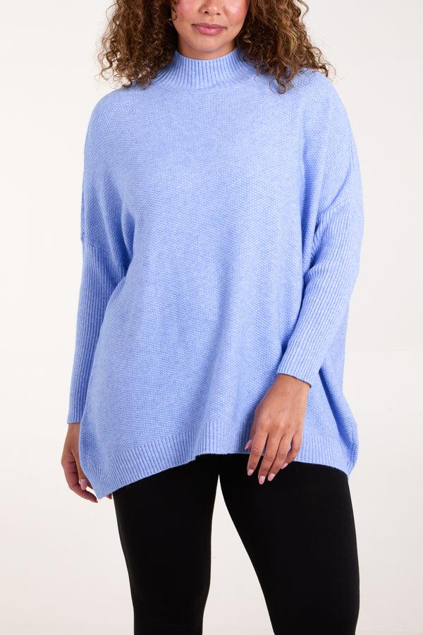Qed London High Neck Batwing Texture Jumper