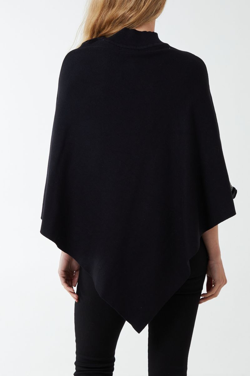 Qed London High Neck Diagonal Diamante Poncho