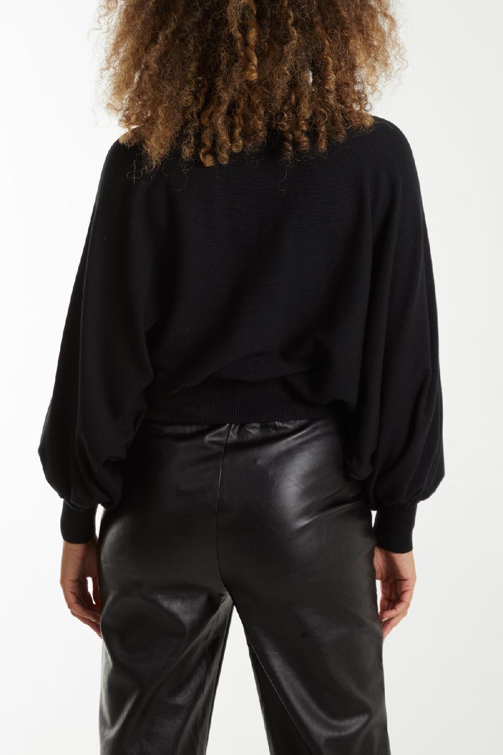 Qed London High Neck Diamante Collar Zip Jumper