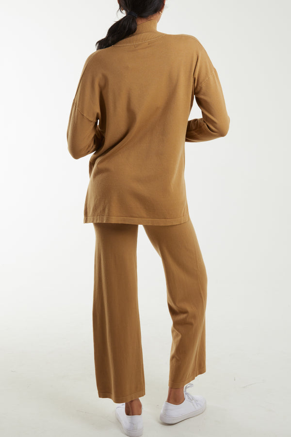Qed London High Neck Jumper & Wide Leg Lounge Set