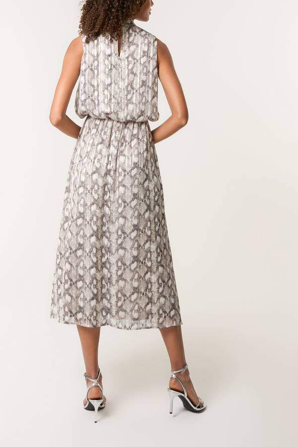 Qed London High Neck Puffball Diamante Snake Dress