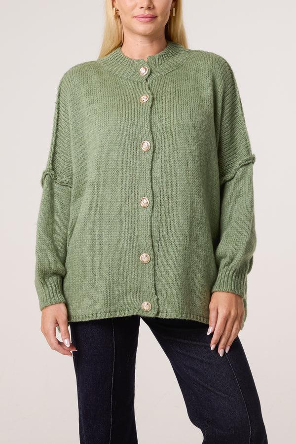 qed london High Neck Wool Blend Cardigan