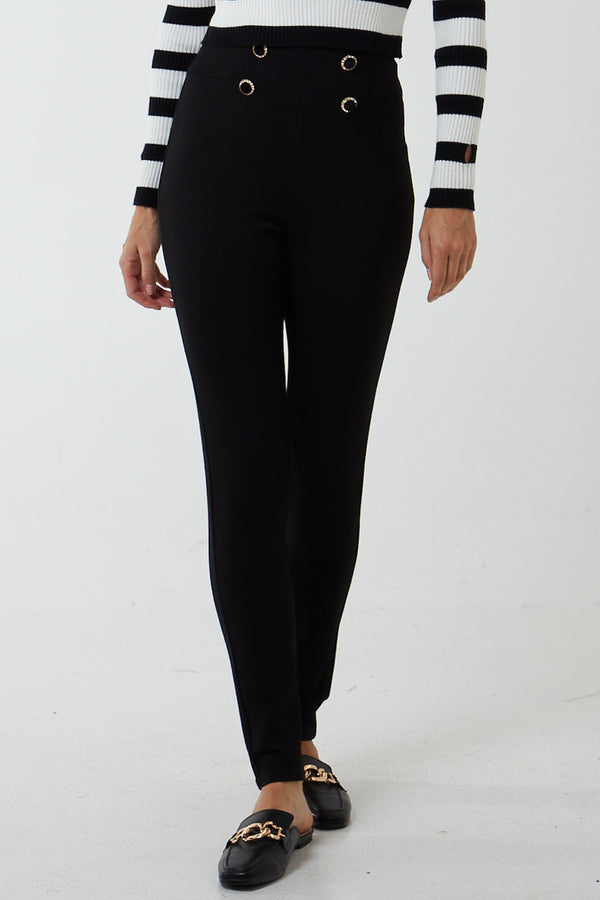 Qed London High Waisted Button Front Legging