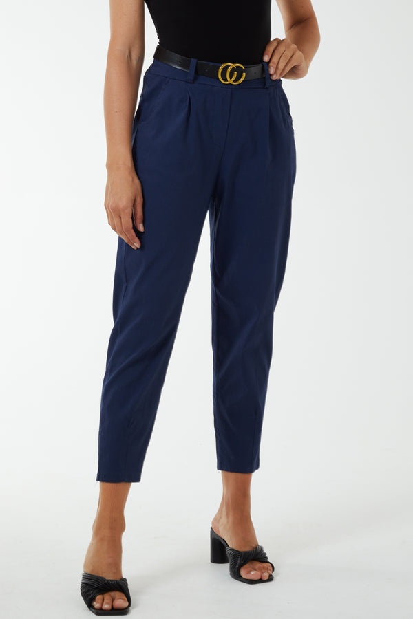 Qed London High Waisted Trousers With Belt