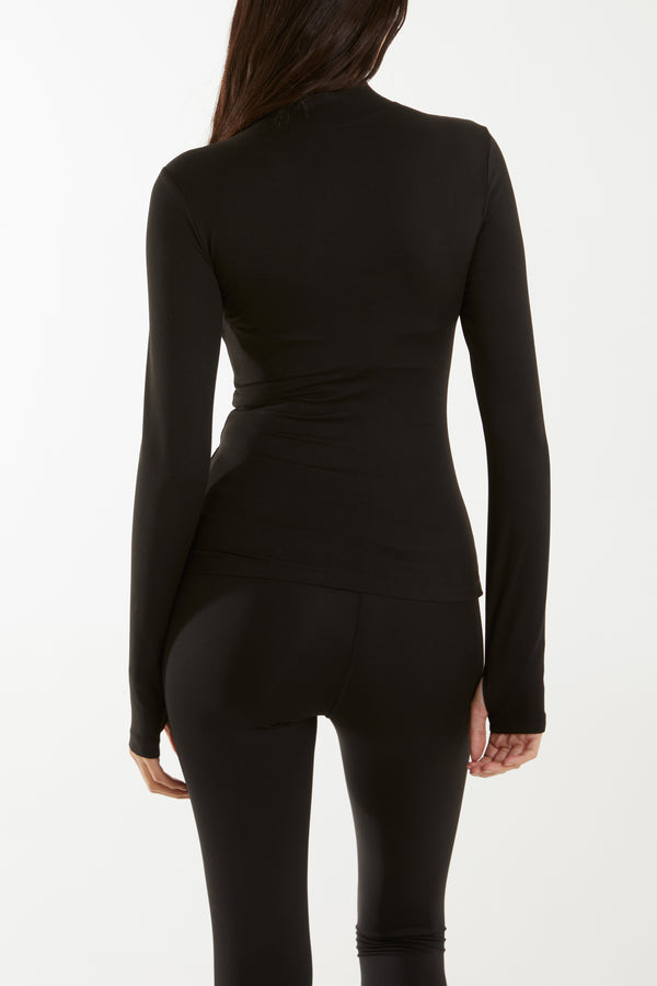 Qed London High Zip Neck Activewear Top