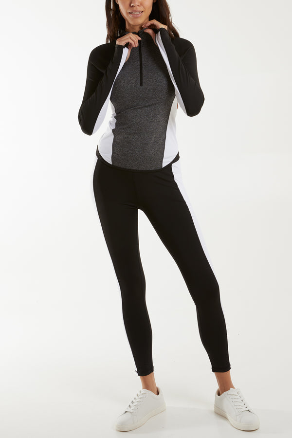 Qed London High Zip Neck Contrast Activewear Top
