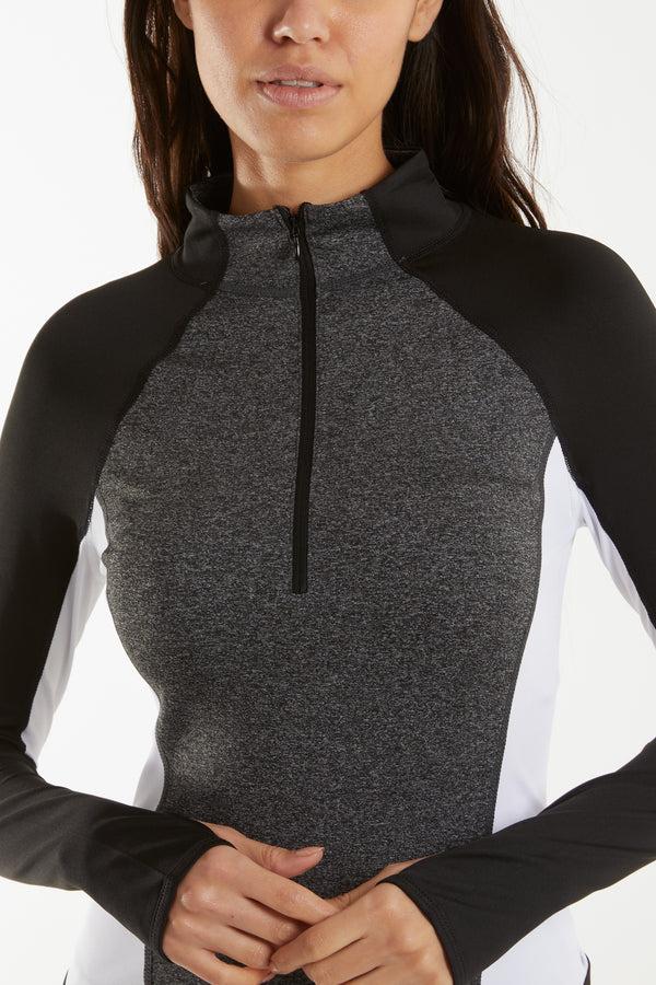 Qed London High Zip Neck Contrast Activewear Top