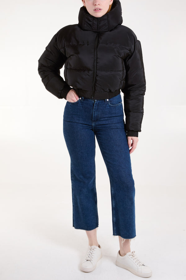 Qed London Hooded Cropped Puffer Jacket