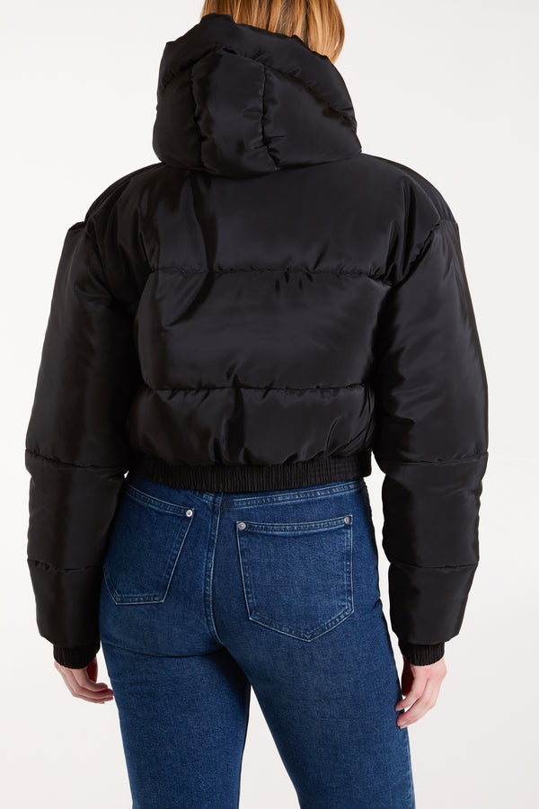 Qed London Hooded Cropped Puffer Jacket