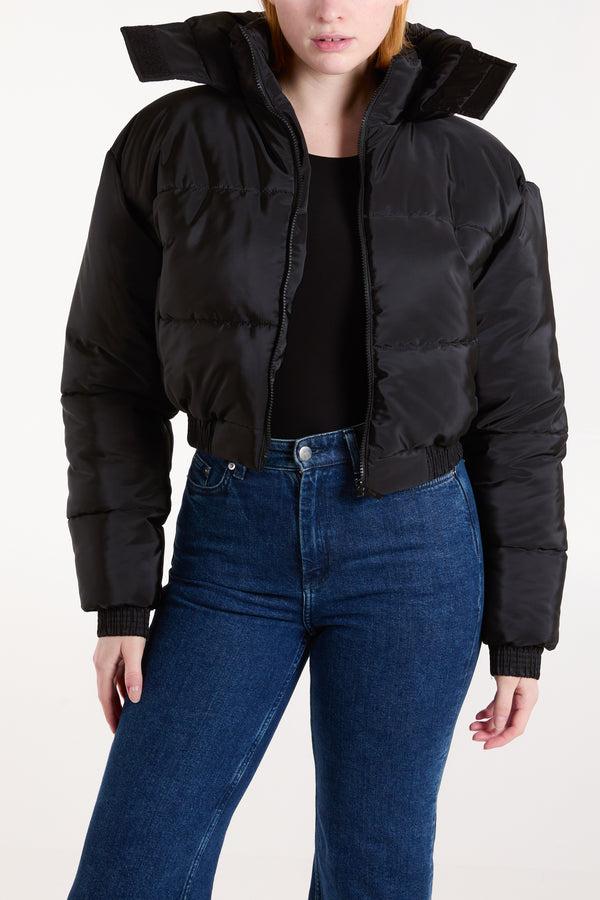 qed london Hooded Cropped Puffer Jacket