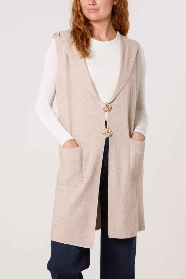 Qed London Hooded Gold Broch Waistcoat