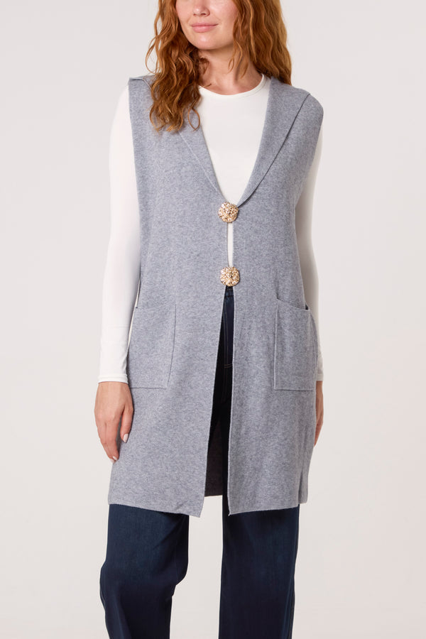 qed london Hooded Gold Broch Waistcoat