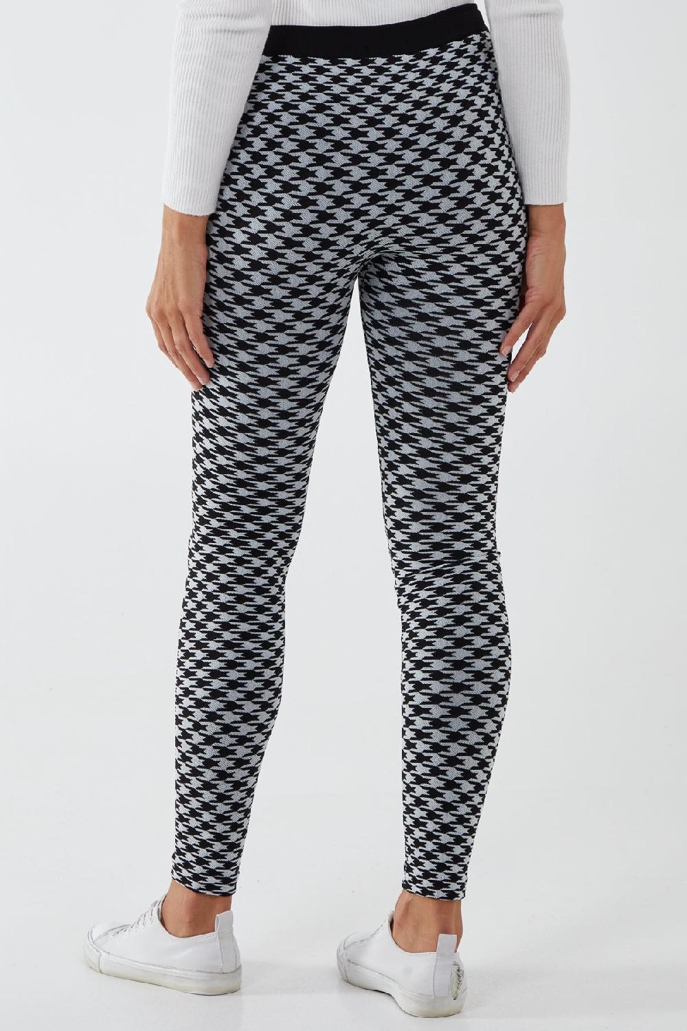Qed London Houndstooth Fleece Lined Leggings