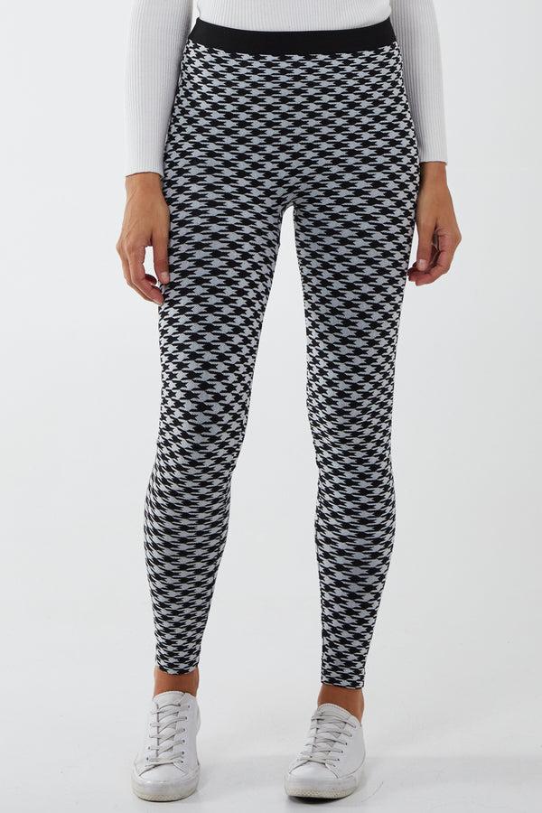 qed london Houndstooth Fleece Lined Leggings