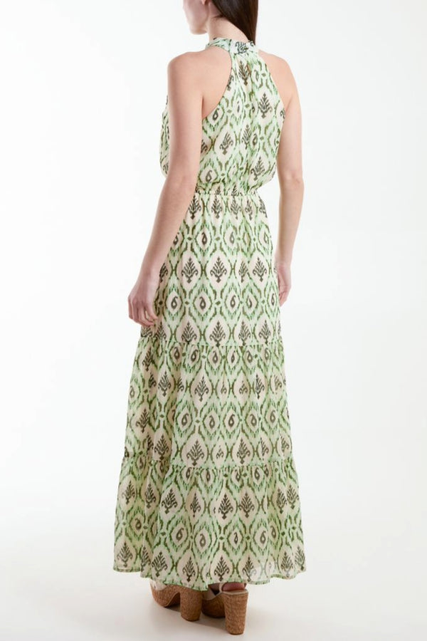Qed London Ikat Print Halter Neck Maxi Dress