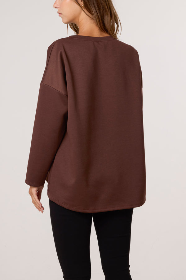 Qed London J'Adore Diamante Round Neck Sweat Top